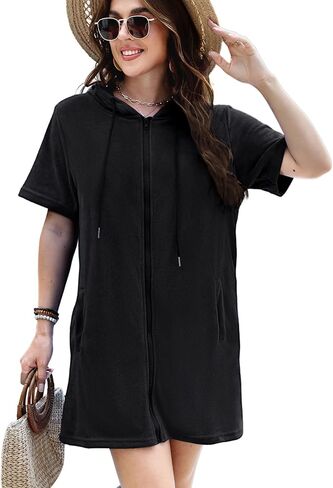 Gihuo Swimsuit Coverup for Women Terry Cloth Swim Cover Ups Beach Bathing Swimwear with Pockets in Saudi Arabia