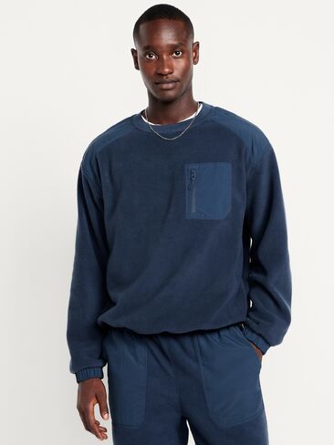 Old Navy Oversized Microfleece Utility Pocket Crew-Neck - DUSK NAVY in Saudi Arabia