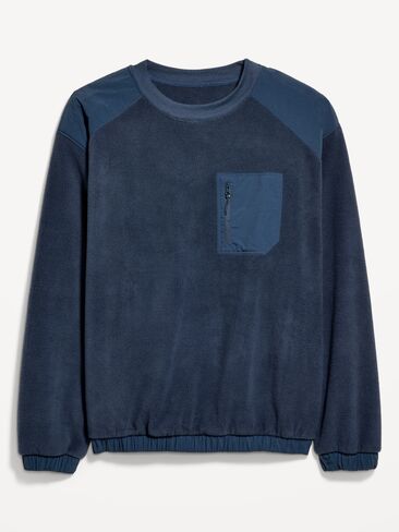 Old Navy Oversized Microfleece Utility Pocket Crew-Neck - DUSK NAVY in Saudi Arabia