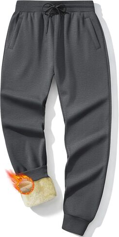 MAGCOMSEN Men's Winter Fleece Lined Pants Sherpa Sweatpants Thermal Warm Heavyweight Joggers Active Pants with 3 Pockets in Saudi Arabia
