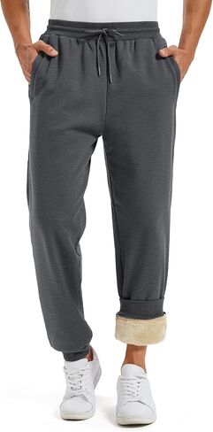MAGCOMSEN Men's Winter Fleece Lined Pants Sherpa Sweatpants Thermal Warm Heavyweight Joggers Active Pants with 3 Pockets in Saudi Arabia