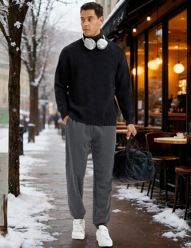 MAGCOMSEN Men's Winter Fleece Lined Pants Sherpa Sweatpants Thermal Warm Heavyweight Joggers Active Pants with 3 Pockets in Saudi Arabia