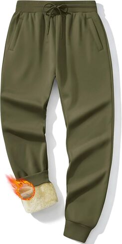 MAGCOMSEN Men's Winter Fleece Lined Pants Sherpa Sweatpants Thermal Warm Heavyweight Joggers Active Pants with 3 Pockets in Saudi Arabia