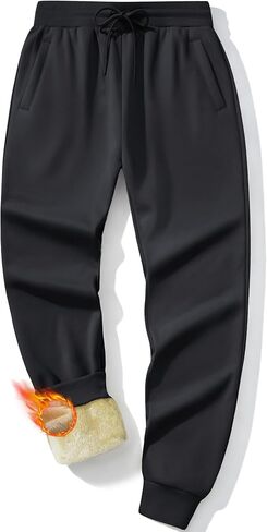 MAGCOMSEN Men's Winter Fleece Lined Pants Sherpa Sweatpants Thermal Warm Heavyweight Joggers Active Pants with 3 Pockets in Saudi Arabia