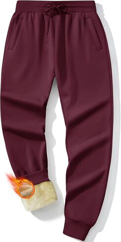 MAGCOMSEN Men's Winter Fleece Lined Pants Sherpa Sweatpants Thermal Warm Heavyweight Joggers Active Pants with 3 Pockets in Saudi Arabia