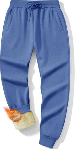 MAGCOMSEN Men's Winter Fleece Lined Pants Sherpa Sweatpants Thermal Warm Heavyweight Joggers Active Pants with 3 Pockets in Saudi Arabia
