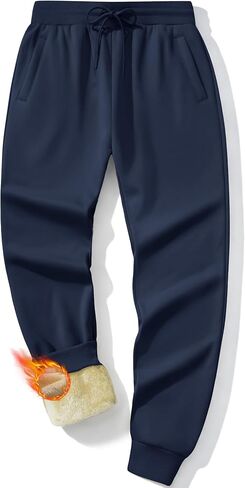 MAGCOMSEN Men's Winter Fleece Lined Pants Sherpa Sweatpants Thermal Warm Heavyweight Joggers Active Pants with 3 Pockets in Saudi Arabia