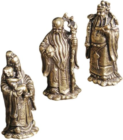 3Pcs Brass Immortal Decor Exquisite LUK Figurines for Home Desktop Decoration Retro Brass Craft Adornments Unique Statues for Tabletop Decor and Home Accessories in Saudi Arabia