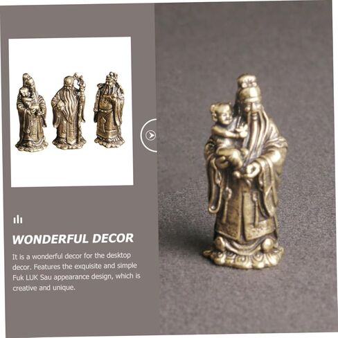 3Pcs Brass Immortal Decor Exquisite LUK Figurines for Home Desktop Decoration Retro Brass Craft Adornments Unique Statues for Tabletop Decor and Home Accessories in Saudi Arabia