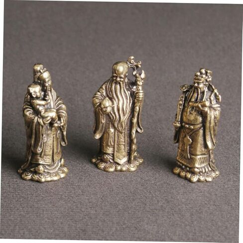 3Pcs Brass Immortal Decor Exquisite LUK Figurines for Home Desktop Decoration Retro Brass Craft Adornments Unique Statues for Tabletop Decor and Home Accessories in Saudi Arabia