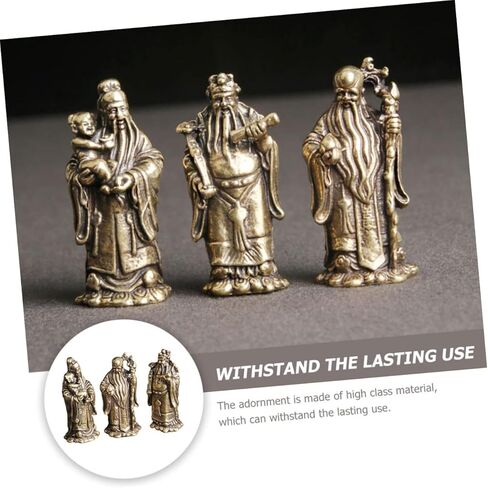 3Pcs Brass Immortal Decor Exquisite LUK Figurines for Home Desktop Decoration Retro Brass Craft Adornments Unique Statues for Tabletop Decor and Home Accessories in Saudi Arabia