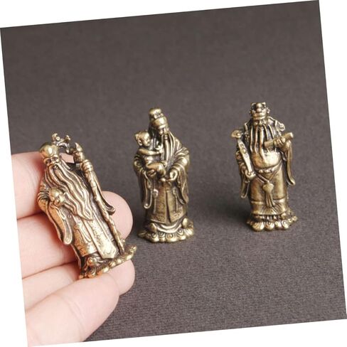 3Pcs Brass Immortal Decor Exquisite LUK Figurines for Home Desktop Decoration Retro Brass Craft Adornments Unique Statues for Tabletop Decor and Home Accessories in Saudi Arabia