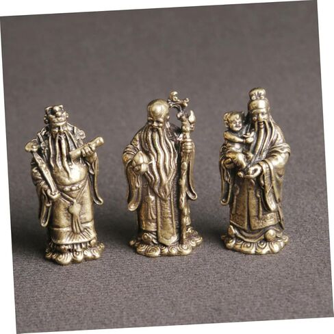 3Pcs Brass Immortal Decor Exquisite LUK Figurines for Home Desktop Decoration Retro Brass Craft Adornments Unique Statues for Tabletop Decor and Home Accessories in Saudi Arabia