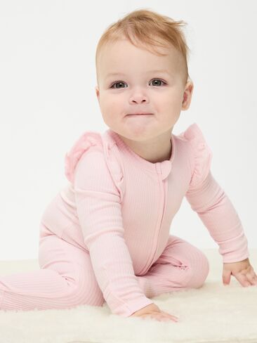 Old Navy Ribbed 2-Way-Zip Sleep & Play Footed One-Piece for Baby - PASTEL PINK in Saudi Arabia