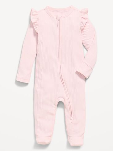 Old Navy Ribbed 2-Way-Zip Sleep & Play Footed One-Piece for Baby - PASTEL PINK in Saudi Arabia