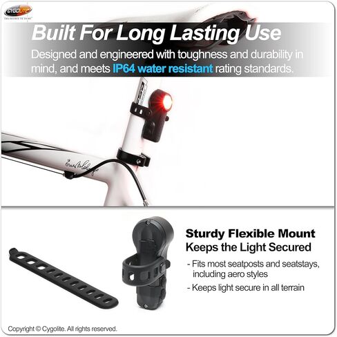 Cygolite Slingshot Endurance 160 Lumen Bicycle Taillight – 7 Night & Daytime Modes– User Adjustable Flash Speeds- Sleek, Compact Design– IP64 Water Resistant– USB-C Rechargeable–Great for Busy Roads in Kuwait