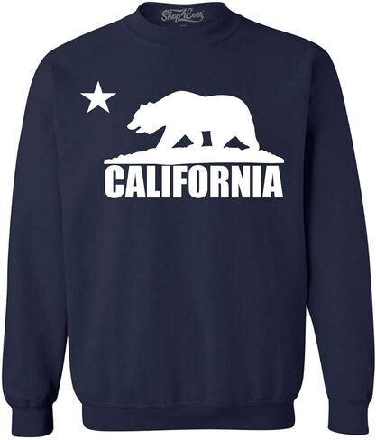 shop4ever California Bear White Crewnecks California Sweatshirts in Saudi Arabia