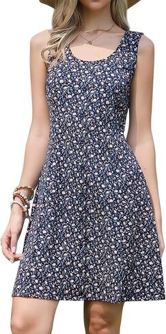Allegra K Floral Sleeveless Dress for Women's Mini A-Line High Waist Casual Sundress in Saudi Arabia