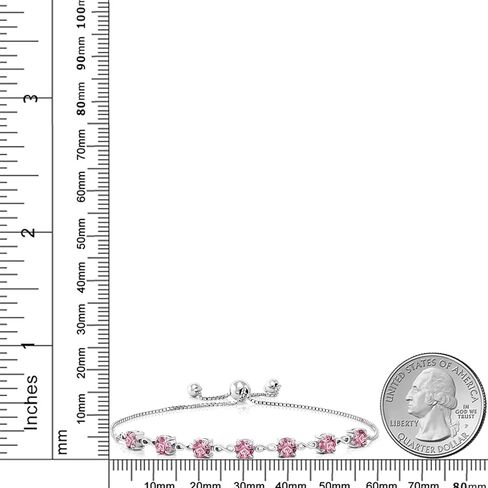Gem Stone King 925 Sterling Silver Pink Lab Grown Diamond Infinity Links Bracelet For Women (2.52 Cttw, Round 4.5MM, Fully Adjustable Up to 9 Inch) in Saudi Arabia
