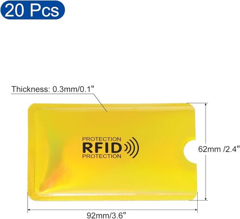 RFID Blocking Credit Card Sleeves, 20 Pack Contactless Protector Holder for NFC Purse, Laser Gold in Saudi Arabia