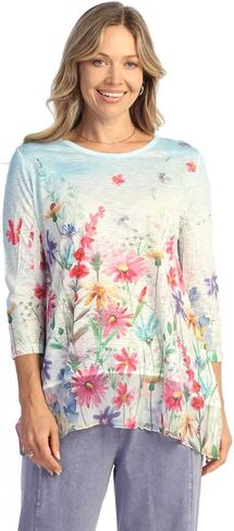 Jess & Jane Women's Sonata Tunic Top with Chiffon Hem in Kuwait