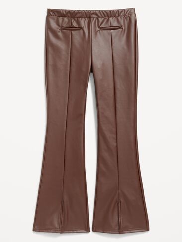 Old Navy Faux-Leather Trouser Flare Pants for Girls - Tannin Brown in Saudi Arabia