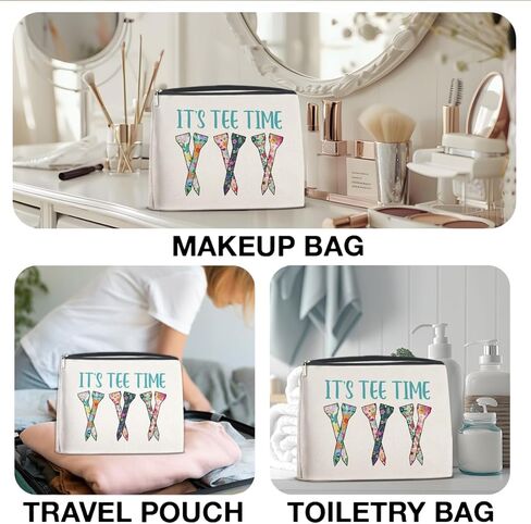Golf Gifts Makeup Bag, Team Gifts for Women Golf Lover Player Inspirational Gift for Golfers Friendship Birthday Gift for Her Female Friend Zipper Cosmetic Bag Travel Toiletry Pouch for Purse in Saudi Arabia