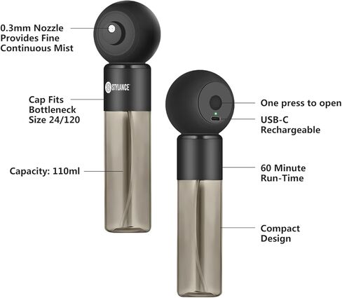 STYLANCE Cordless Mini Nano Mister, Handheld Portable Facial Mist Sprayer,Type-C Rechargeable for Barbers, Salon, Home Use,120ML Visual Water Tank in Saudi Arabia
