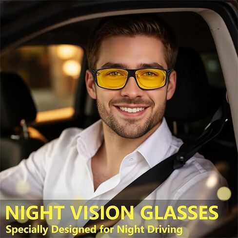 نظارات الرؤية الليلية DJ10094 مناسبة للنظارات، عدسات صفراء مضادة للوهج للرجال والنساء in Saudi Arabia