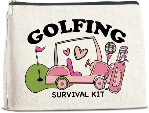 Golf Gifts Makeup Bag, Team Gifts for Women Golf Lover Player Inspirational Gift for Golfers Friendship Birthday Gift for Her Female Friend Zipper Cosmetic Bag Travel Toiletry Pouch for Purse in Saudi Arabia