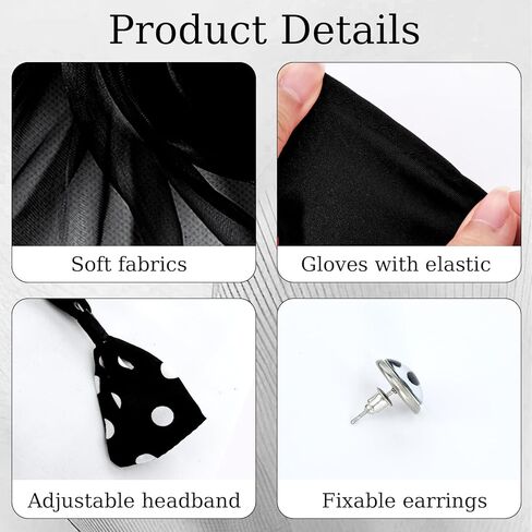 Bcxfbxd 7 Pcs 50's Women Costume Accessories Set Cat Eye Glasses Scarf Bandana Headband Drop Dot Earrings for Party Halloween in Saudi Arabia