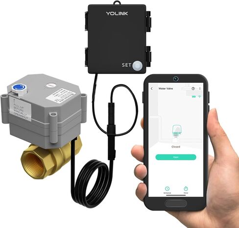 YoLink Smart Valve Controller 2 with 1" Brass Motorized Ball Valve in Kuwait