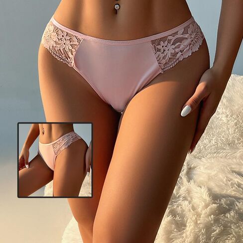 6-Pack Women Lace Floral Thong, Low Rise Seamless Soft Stretch T-Back Underwear, Ladies No Show Breathable Bikini in Saudi Arabia