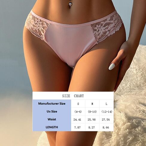 6-Pack Women Lace Floral Thong, Low Rise Seamless Soft Stretch T-Back Underwear, Ladies No Show Breathable Bikini in Saudi Arabia