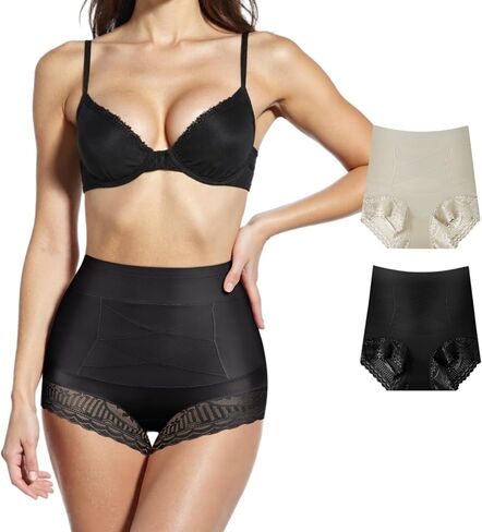 ملابس داخلية نسائية من DAFANY للتحكم في البطن، سراويل قصيرة مطاطية عالية الخصر من الدانتيل، سراويل داخلية ناعمة قابلة للتنفس in Kuwait