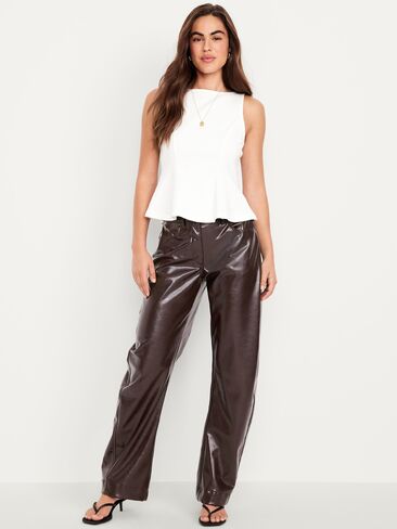 Old Navy High-Waisted Faux-Leather Ankle Barrel Pants - TOPSOIL in Saudi Arabia