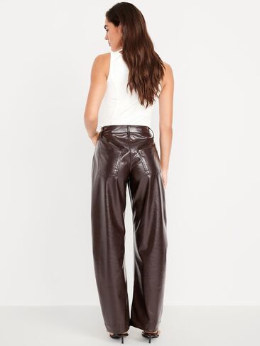 Old Navy High-Waisted Faux-Leather Ankle Barrel Pants - TOPSOIL in Saudi Arabia