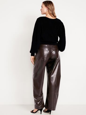 Old Navy High-Waisted Faux-Leather Ankle Barrel Pants - TOPSOIL in Saudi Arabia