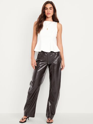 Old Navy High-Waisted Faux-Leather Ankle Barrel Pants - TOPSOIL in Saudi Arabia