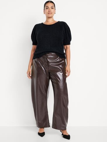 Old Navy High-Waisted Faux-Leather Ankle Barrel Pants - TOPSOIL in Saudi Arabia