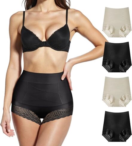 DAFANY Womens Tummy Control Underwear, High Waisted Stretch Boyshorts Patchwork Lace Boxer Panty Breathable Soft Panties in Saudi Arabia