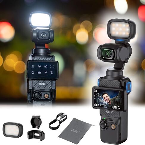 JJC 3Pcs LED Light for DJI Osmo Pocket 3 & Xtra Muse,Lightweight Magnetic | Rechargeable,Mini Video Light with Storage Bag,3 Color Modes / Brightness Levels for Selfie Vlog Close-Range Recording in Saudi Arabia