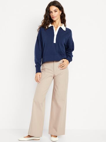 بنطال بيكسي واسع الساق بخصر عالٍ من Old Navy - موكا تافي in Saudi Arabia