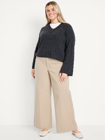 بنطال بيكسي واسع الساق بخصر عالٍ من Old Navy - موكا تافي in Saudi Arabia