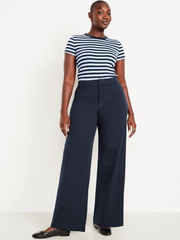 بنطال بيكسي واسع الساق بخصر عالٍ من Old Navy - باللون البحري in Saudi Arabia