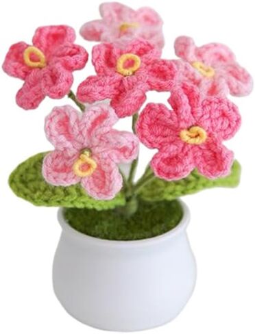ANCEOMU Artificial Crochet Flowers, Handmade Knit Floral Arrangements for Home Decor, Wedding Bouquet Centerpiece Gift for Mother’s Day, Birthday, Anniversary, Kitchen, Office Desk (Gradient Pink-A) in Saudi Arabia