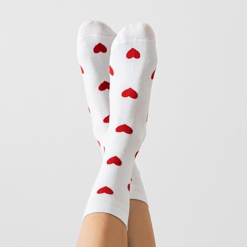 Fszsaa 3 Pairs Cotton Heart Crew Socks for Women/Men Novelty Casual Socks Mid-Calf Hosiery for Valentine’s Day in Saudi Arabia