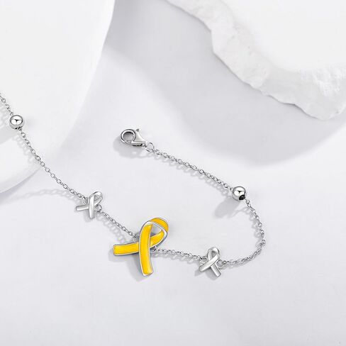 YAFEINI Bring Them Home Bracelet 925 Sterling Silver Yellow Ribbon Bracelet Cancer Awareness Ribbon Bracelets Inspirational Jewelry Gifts for Women Men in Saudi Arabia