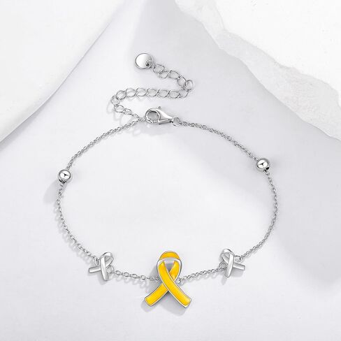 YAFEINI Bring Them Home Bracelet 925 Sterling Silver Yellow Ribbon Bracelet Cancer Awareness Ribbon Bracelets Inspirational Jewelry Gifts for Women Men in Saudi Arabia