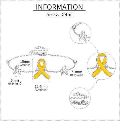 YAFEINI Bring Them Home Bracelet 925 Sterling Silver Yellow Ribbon Bracelet Cancer Awareness Ribbon Bracelets Inspirational Jewelry Gifts for Women Men in Saudi Arabia